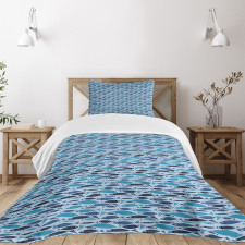 Graphic Fish Silhouettes Bedspread Set