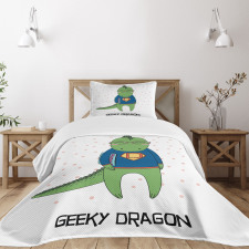 Nerd Dragon and Comic Book Bedspread Set