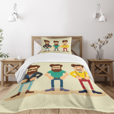 Men Hipster Fashion Sketch Bedspread Set