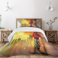 Rap Music City Skyline Bedspread Set