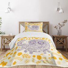 Floral Elephant Bedspread Set