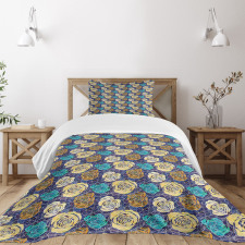 Floral Doodle Pattern Bedspread Set