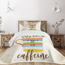 Caffeine Words Retro Mug Bedspread Set