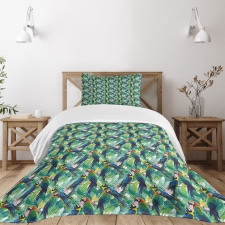 Scarlet Macaw Parrots Bedspread Set