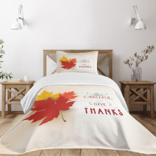 Maple Leaves with Phrase Bedspread Set
