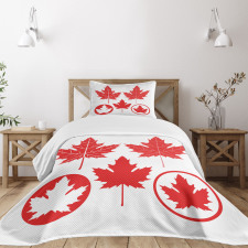 Canadian Flag Motifs Bedspread Set