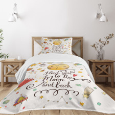 Moon and Back Slogan Bedspread Set