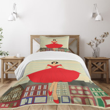 Lady in Red Dress Bedspread Set