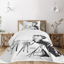 Lady with Blouse Bedspread Set