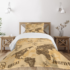 World Map Rope Knots Bedspread Set