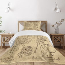 Hand-Drawn Machines Bedspread Set