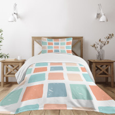 Pale Mosaic Squares Bedspread Set