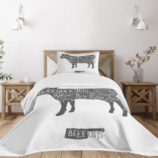 Hand-Drawn Butcher Cuts Bedspread Set