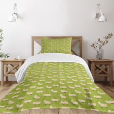 Goats on Green Field Bedspread Set