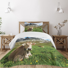 Alpine Mountain Milk Cow Bedspread Set