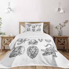 Hand-Drawn Zoo Animals Bedspread Set