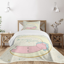 Cartoon Hippo Sleeping Bedspread Set
