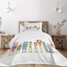 Animals Boy Girl Heart Bedspread Set