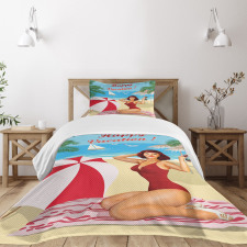 Red Bathing Suits Bedspread Set