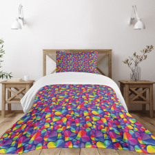 Rainbow Color Tone Heart Bedspread Set
