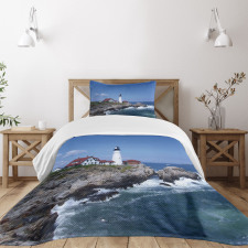 Lighthouse House on Rock Bedspread Set