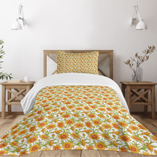 Botanic Cartoon Calendula Bedspread Set