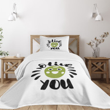Olive You Funny Grunge Bedspread Set