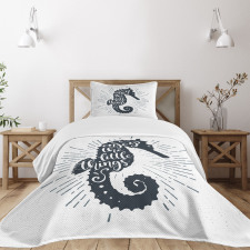 Uplifting Phrase Seahorse Bedspread Set