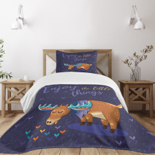 Elk Grazing in the Rain Bedspread Set