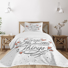 Romantic Hearts Slogan Bedspread Set