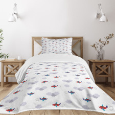 Cartoon Planes in Sky Bedspread Set