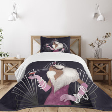 Fur Collar Lady Bedspread Set