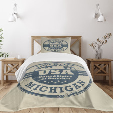 Detroit Michigan Stamp Bedspread Set