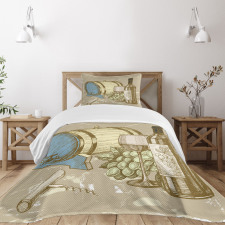 Vintage Themed and Grapes Bedspread Set