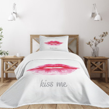 Pink Lipstick Kiss Me Bedspread Set