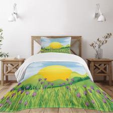 Mountains with Violets Bedspread Set