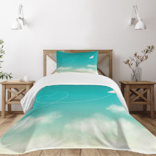 Paper Plane and Heart Bedspread Set