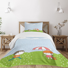 Boy and Girl in the Rain Bedspread Set