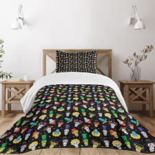 Funny Skulls Stars Bedspread Set