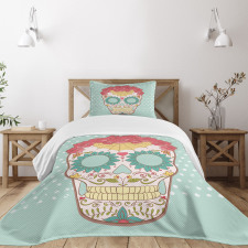 Floral Lady Skull Bedspread Set