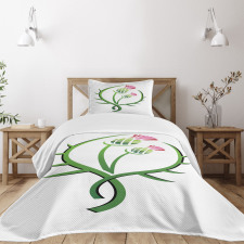 Graphic Flower Bedspread Set