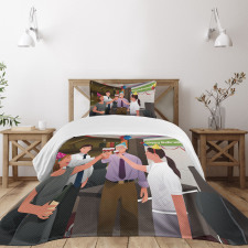 Employees in Office Bedspread Set