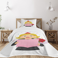 Woman Reading Note Bedspread Set