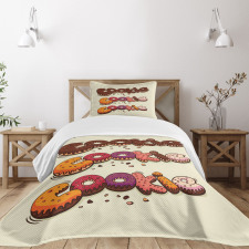 Doodle Style Bakery Theme Bedspread Set