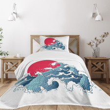 Wave Illustration Bedspread Set