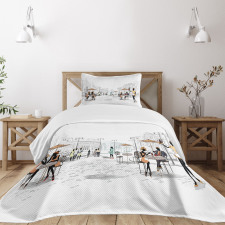 European Street Restaurant Bedspread Set