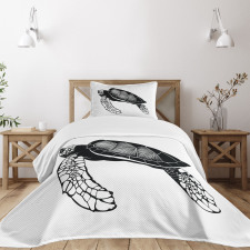 Floating Tortoise Design Bedspread Set