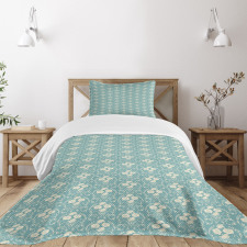 Swirling Leaf Stems Wreath Bedspread Set