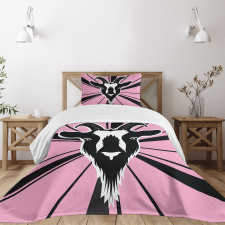 Graphic Goat Head Artwork Bedspread Set