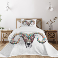 Colorful Totem Head Bedspread Set